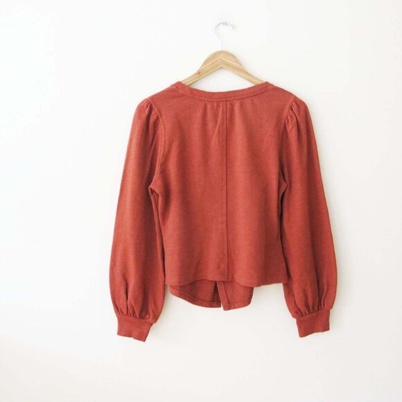 Pilcro Twist Front Sweatshirt Copper S P Anthropologie Rust Earthtone Fall - Picture 4 of 4